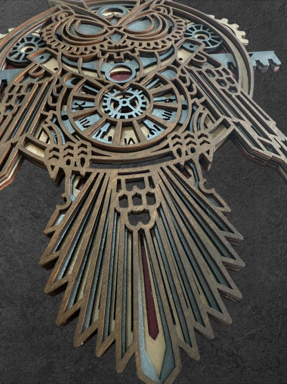 Steampunk Owl Wood Art
