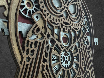 Steampunk Owl Wood Art