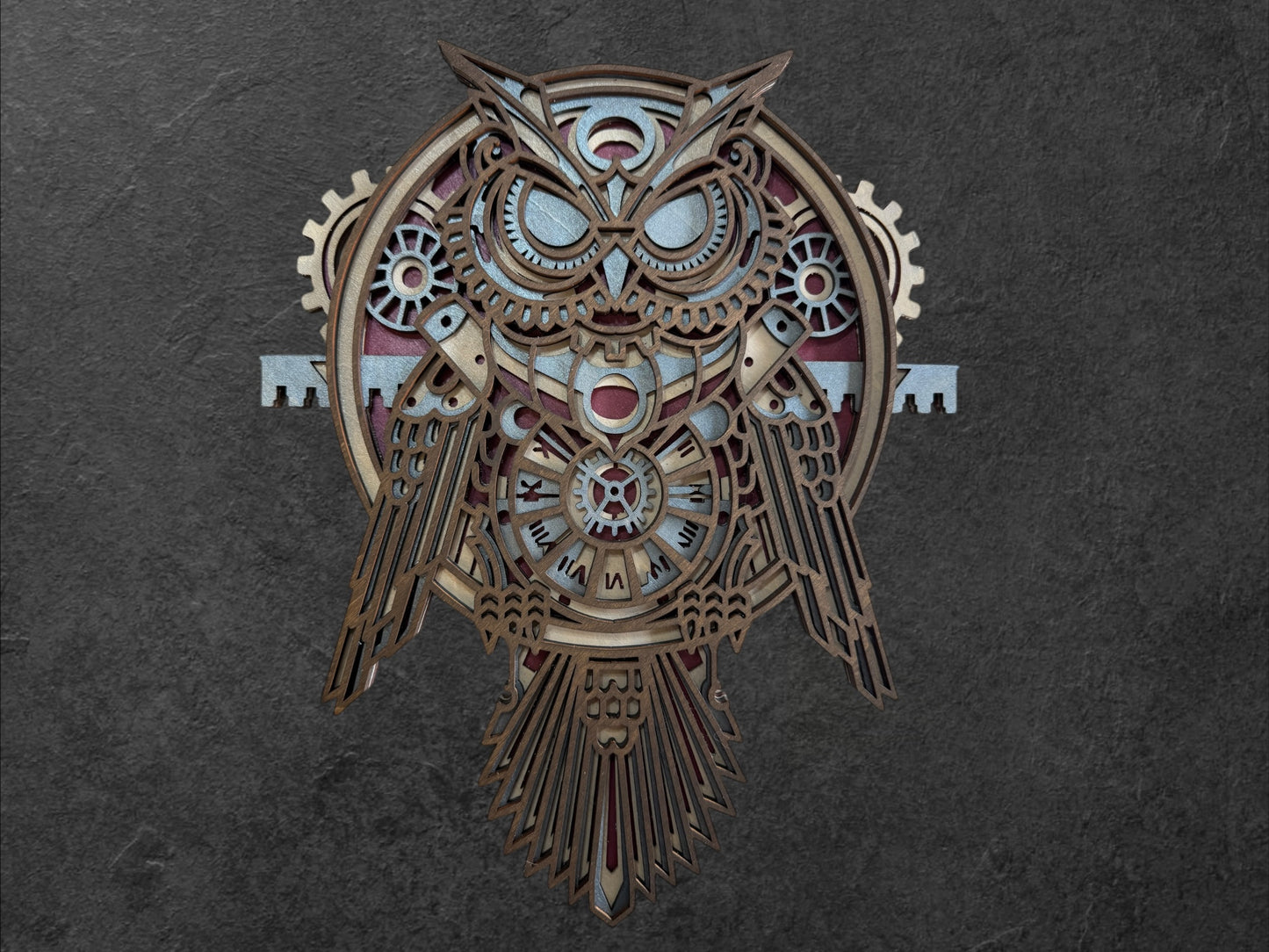 Steampunk Owl Wood Art