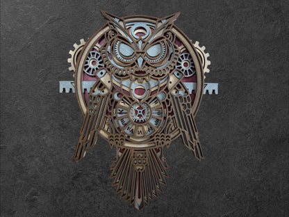 Steampunk Owl Wood Art