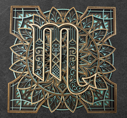 Scorpio Zodiac Mandala Wood Art