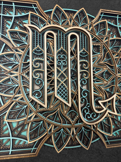 Scorpio Zodiac Mandala Wood Art