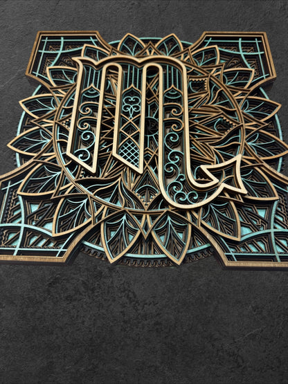 Scorpio Zodiac Mandala Wood Art