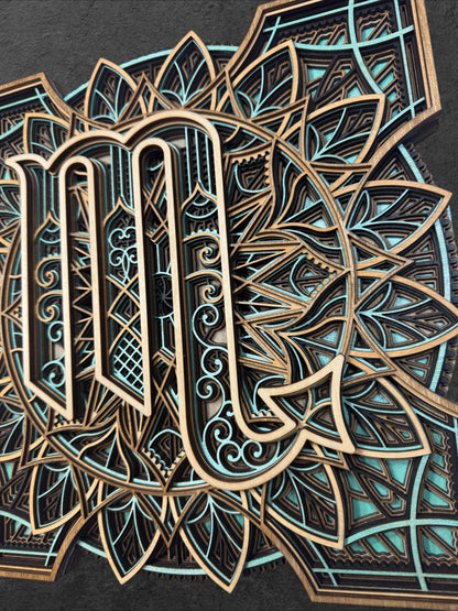 Scorpio Zodiac Mandala Wood Art