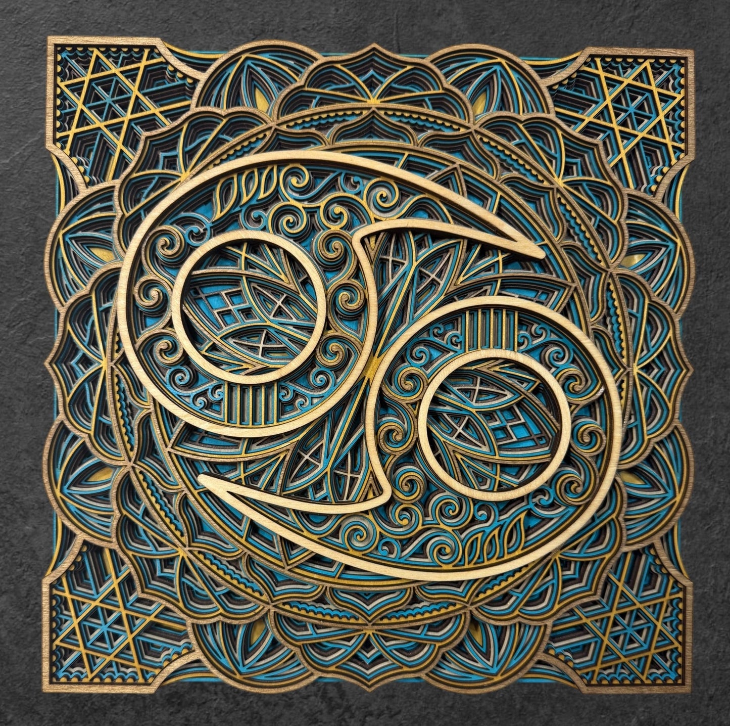 Cancer Zodiac Mandala Wood Art