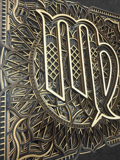 Virgo Zodiac Mandala Wood Art