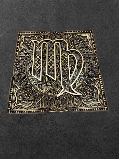Virgo Zodiac Mandala Wood Art