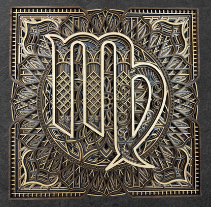 Virgo Zodiac Mandala Wood Art