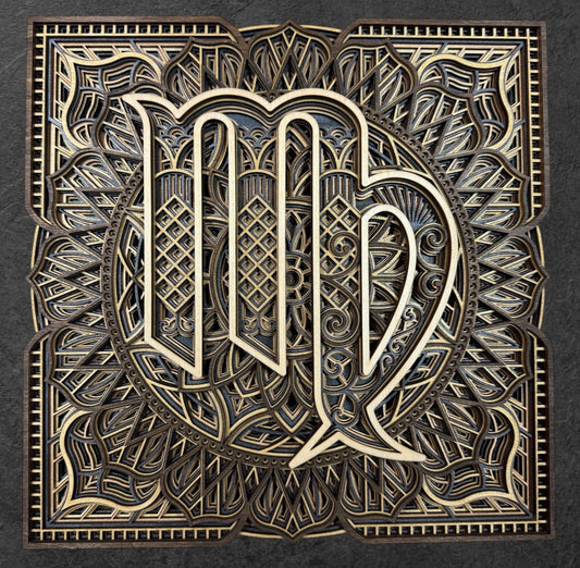 Virgo Zodiac Mandala Wood Art