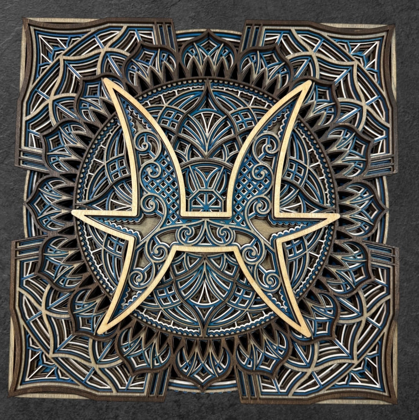 Pisces Zodiac Mandala Wood Art