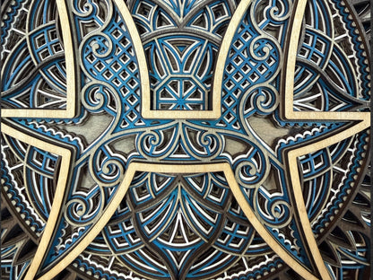 Pisces Zodiac Mandala Wood Art