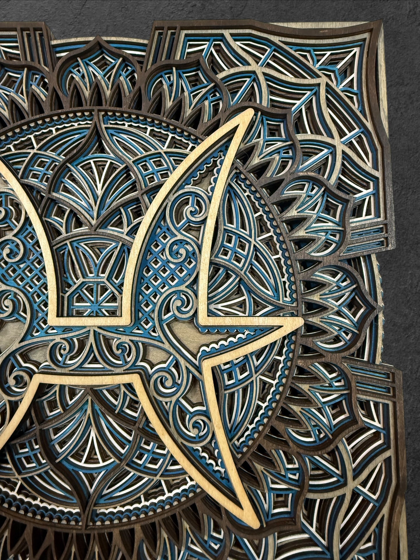 Pisces Zodiac Mandala Wood Art