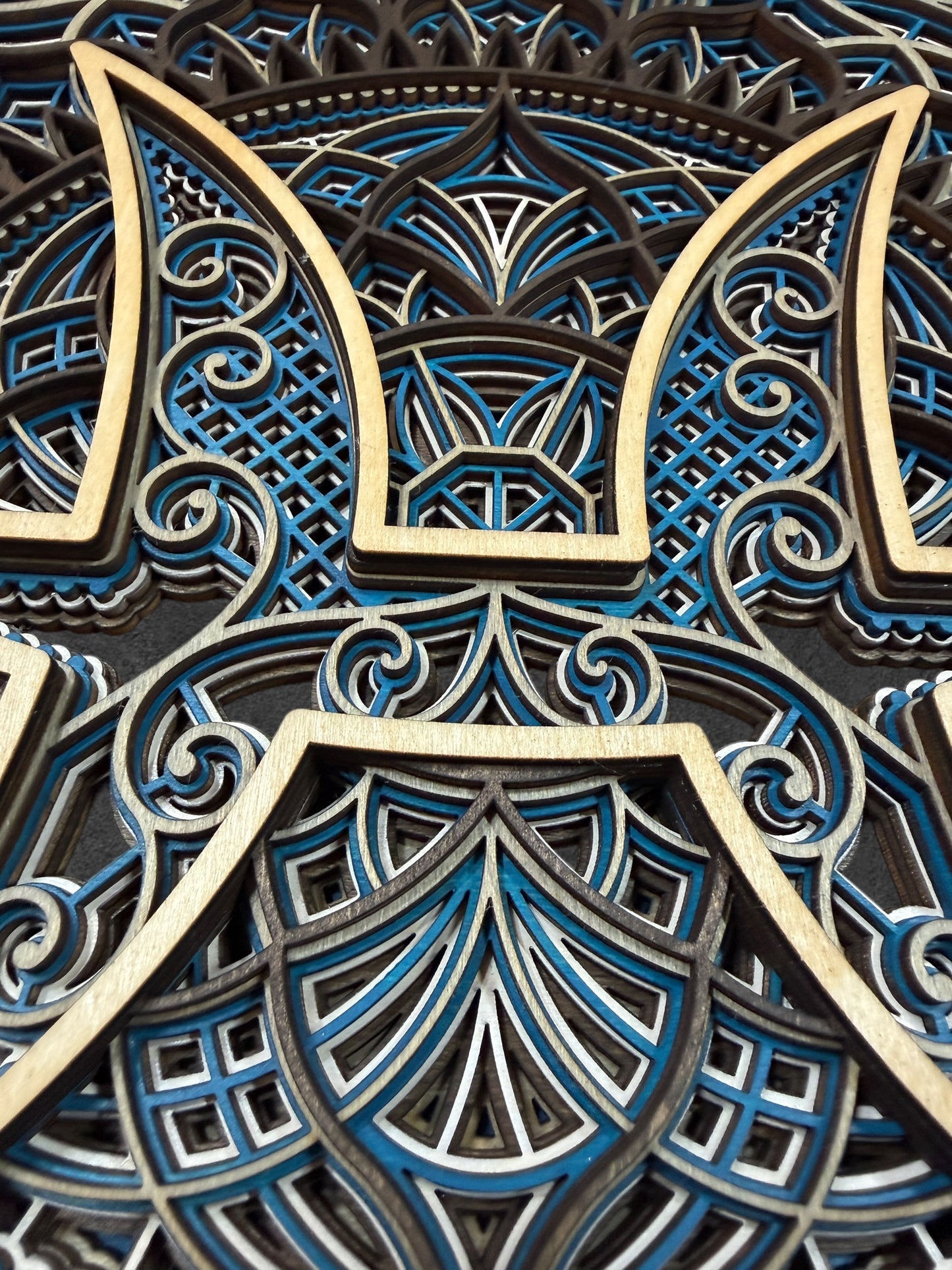 Pisces Zodiac Mandala Wood Art
