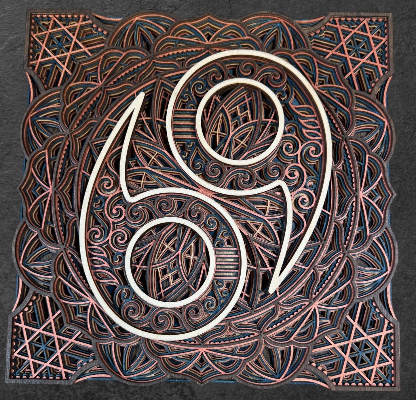 Cancer Zodiac Mandala Wood Art