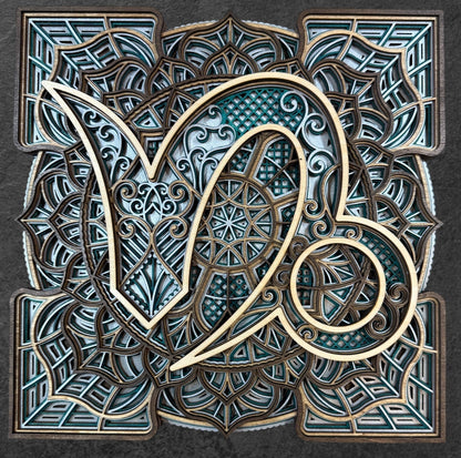 Capricorn Zodiac Mandala Wood Art