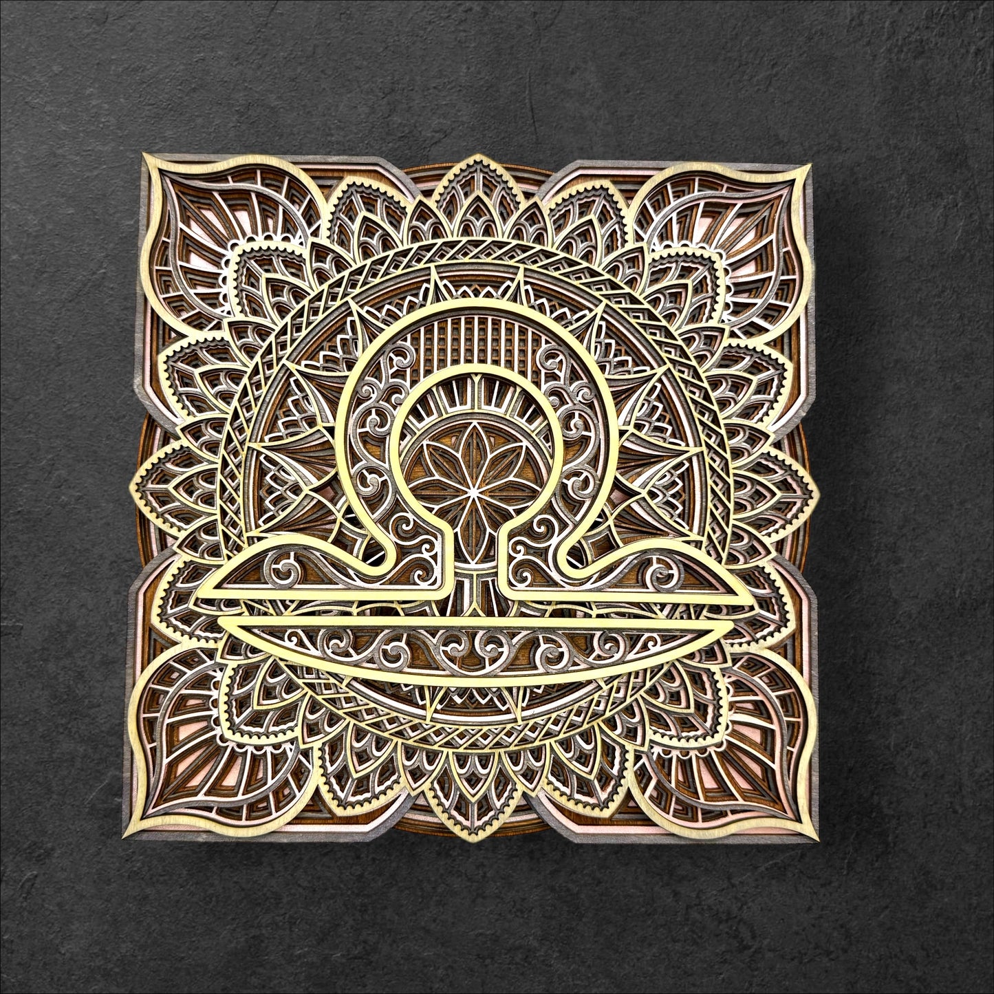 Libra Zodiac Mandala Layered Wood Art