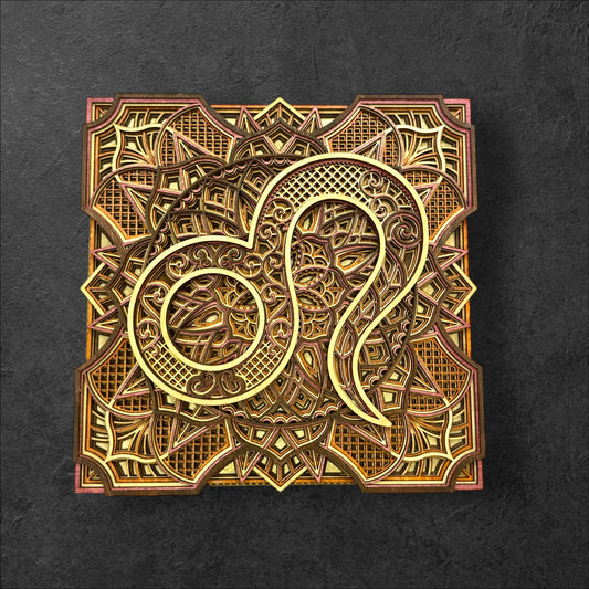 Leo Zodiac Mandala Wood Art