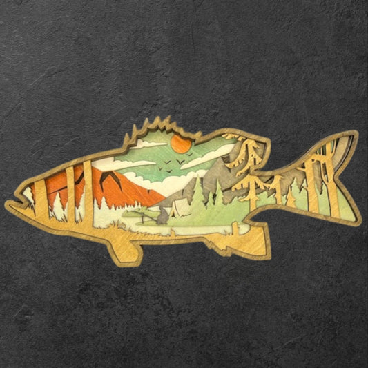 Bass Fishing Layered Wood Art