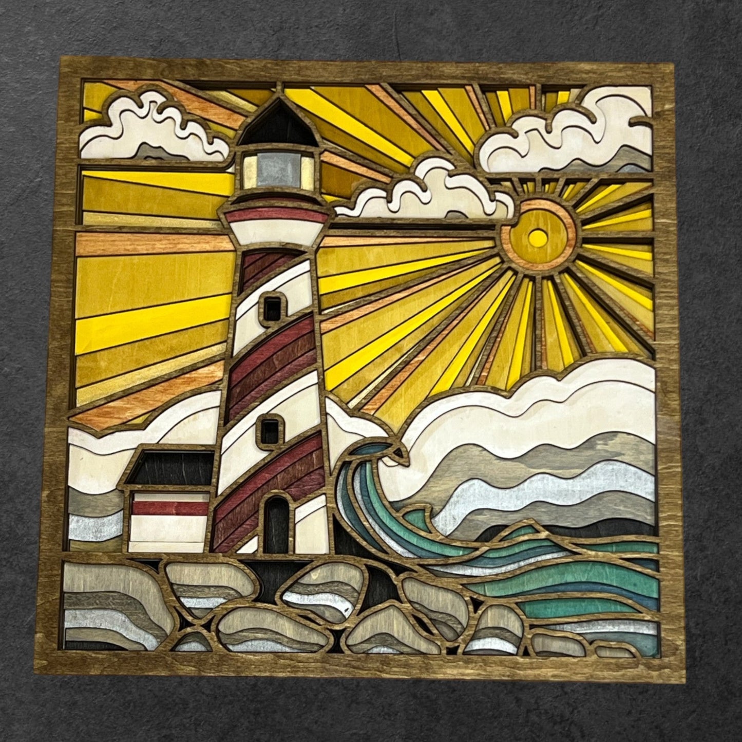 Beacon of the Sea Layered Wood Art