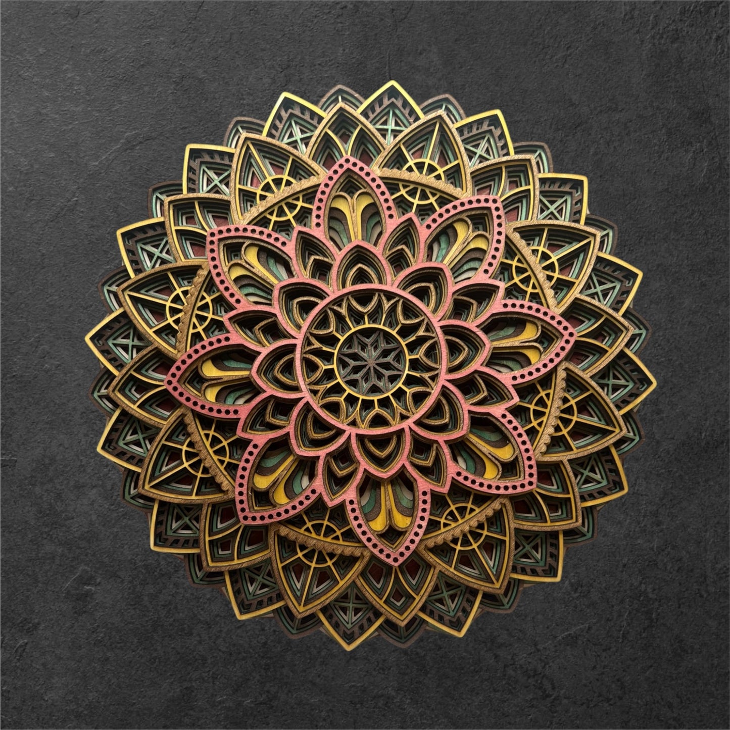 Mystical Mandala Flower Layered Wood Art