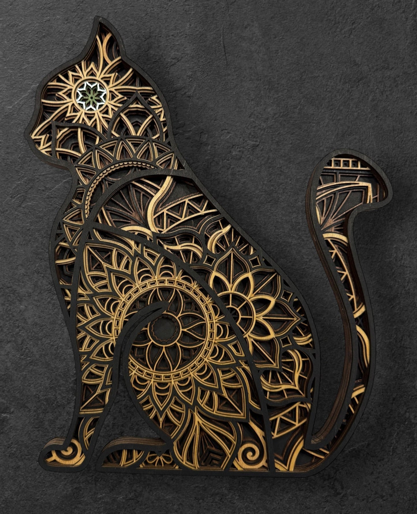 Cat Mandala Wood Art - Multiple Color Options!!