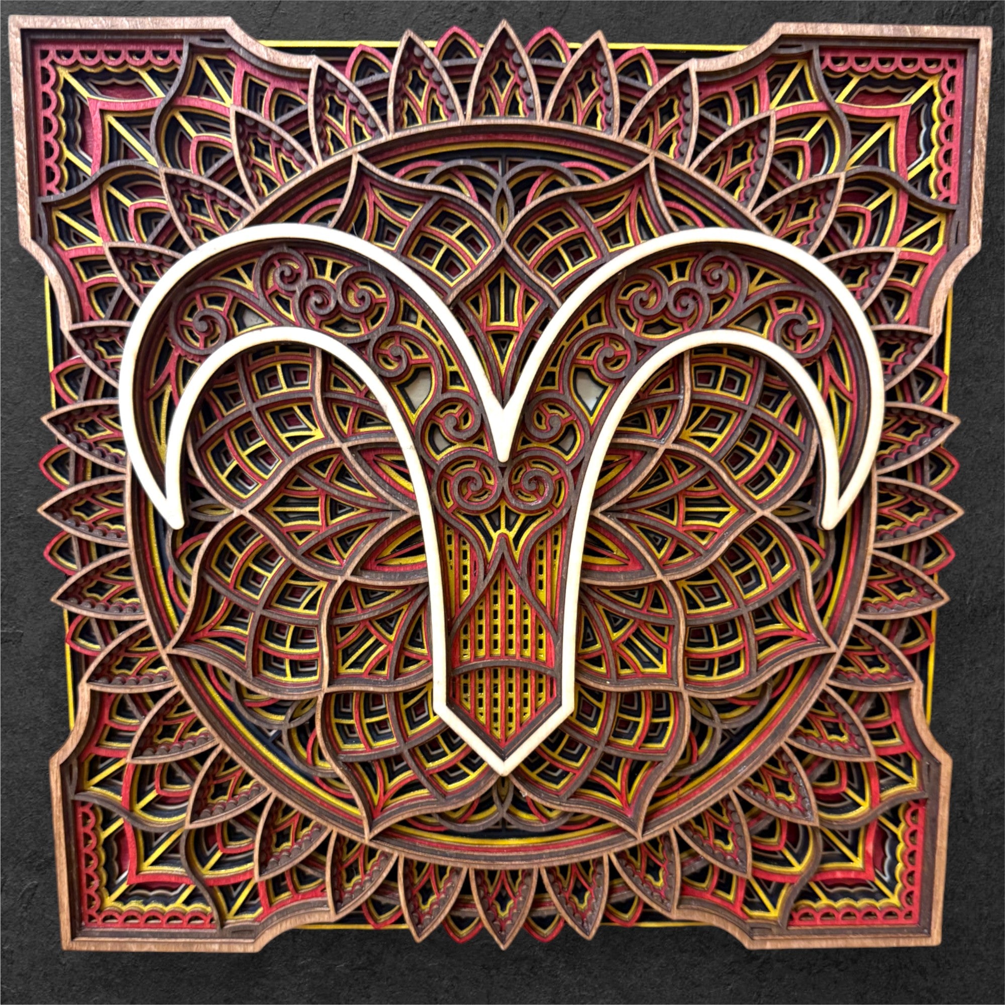 Aries Zodiac Mandala Wood Art – Wood & Wonder Studios